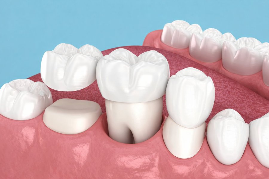 Dental crown being placed on a tooth — POSH Smiles Ashburn VA